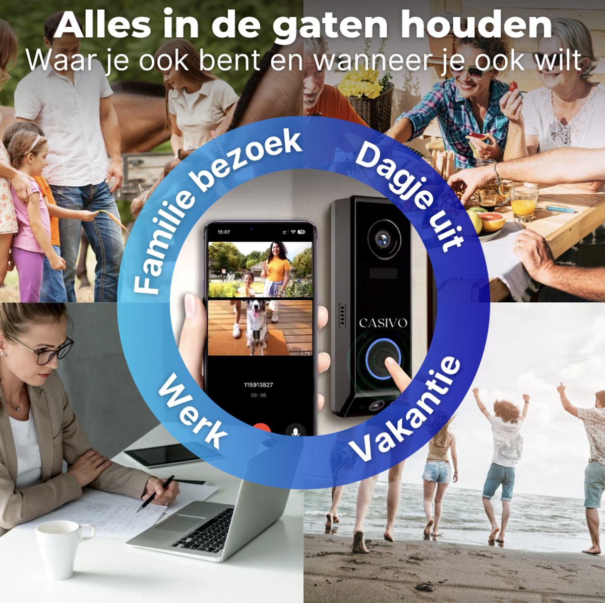 Slimme Deurbel Met Camera - Premium Draadloos Model - Zwart