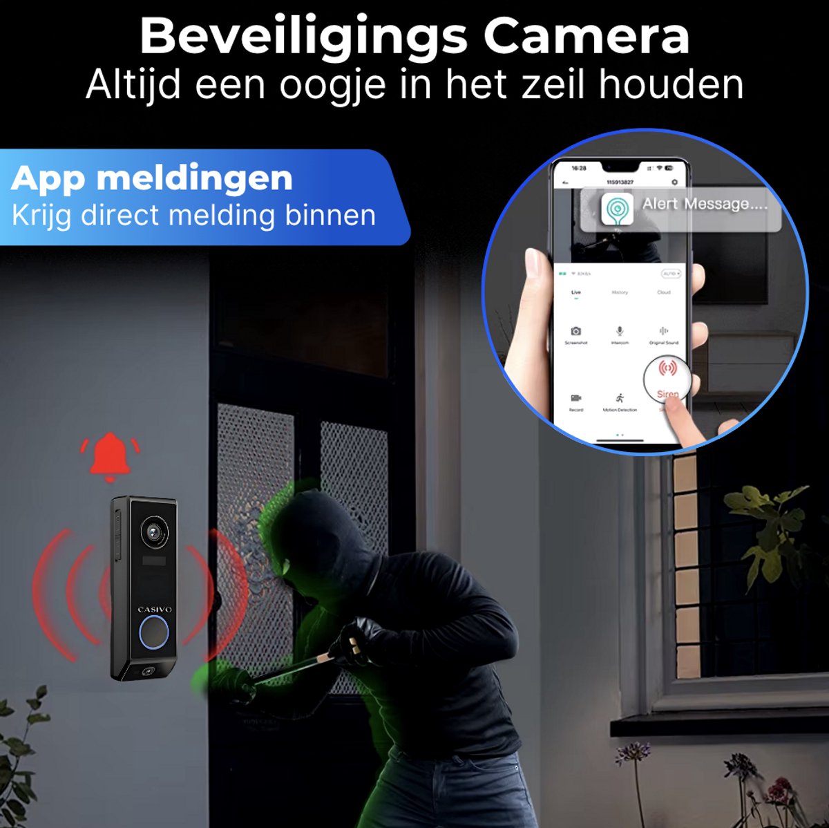 Slimme Deurbel Met Camera - Premium Draadloos Model - Zwart