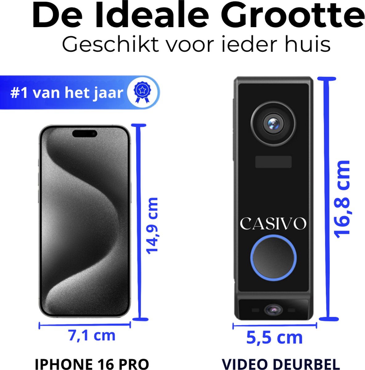 Slimme Deurbel Met Camera - Premium Draadloos Model - Zwart