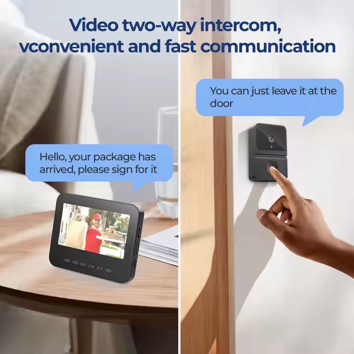 Slimme Draadloze Video Deurbel met 4.3 Inch Scherm Full HD Camera