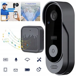 Slimme draadloze wifi-deurbel camera - zwart