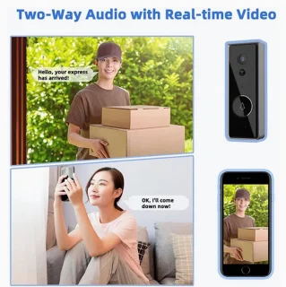 Slimme HD Video Deurbel 1920x1080 Wifi Oplaadbaar Google Assistant