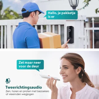 Slimme Video Deurbel Draadloos 1080P HD Met Gong