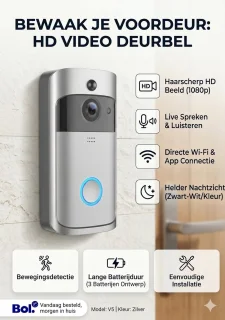 De Slimme Videodeurbel Zilver in één oogopslag