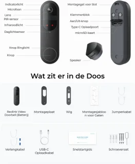 Slimme WiFi Video Deurbel - Draadloos, Abonnementvrij - Merknaam
