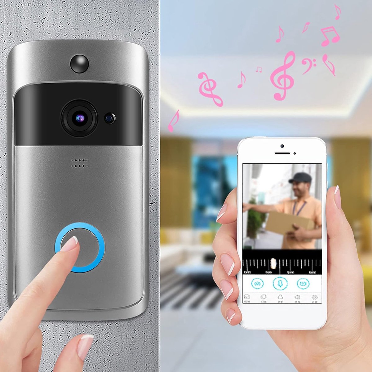 Slimme WiFi Video Deurbel met Camera - App Bediening - Nachtzicht - Tweeweg Audio