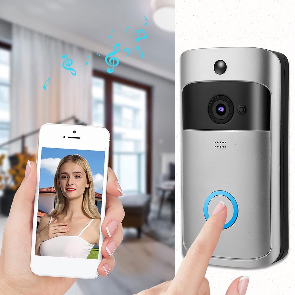 Slimme WiFi Video Deurbel met Camera - App Bediening - Nachtzicht - Tweeweg Audio