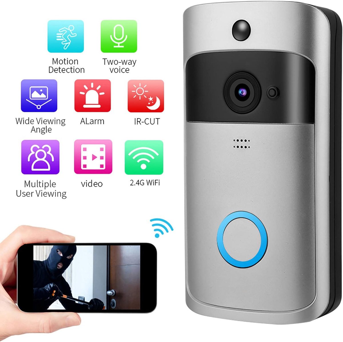 Slimme WiFi Video Deurbel met Camera - App Bediening - Nachtzicht - Tweeweg Audio