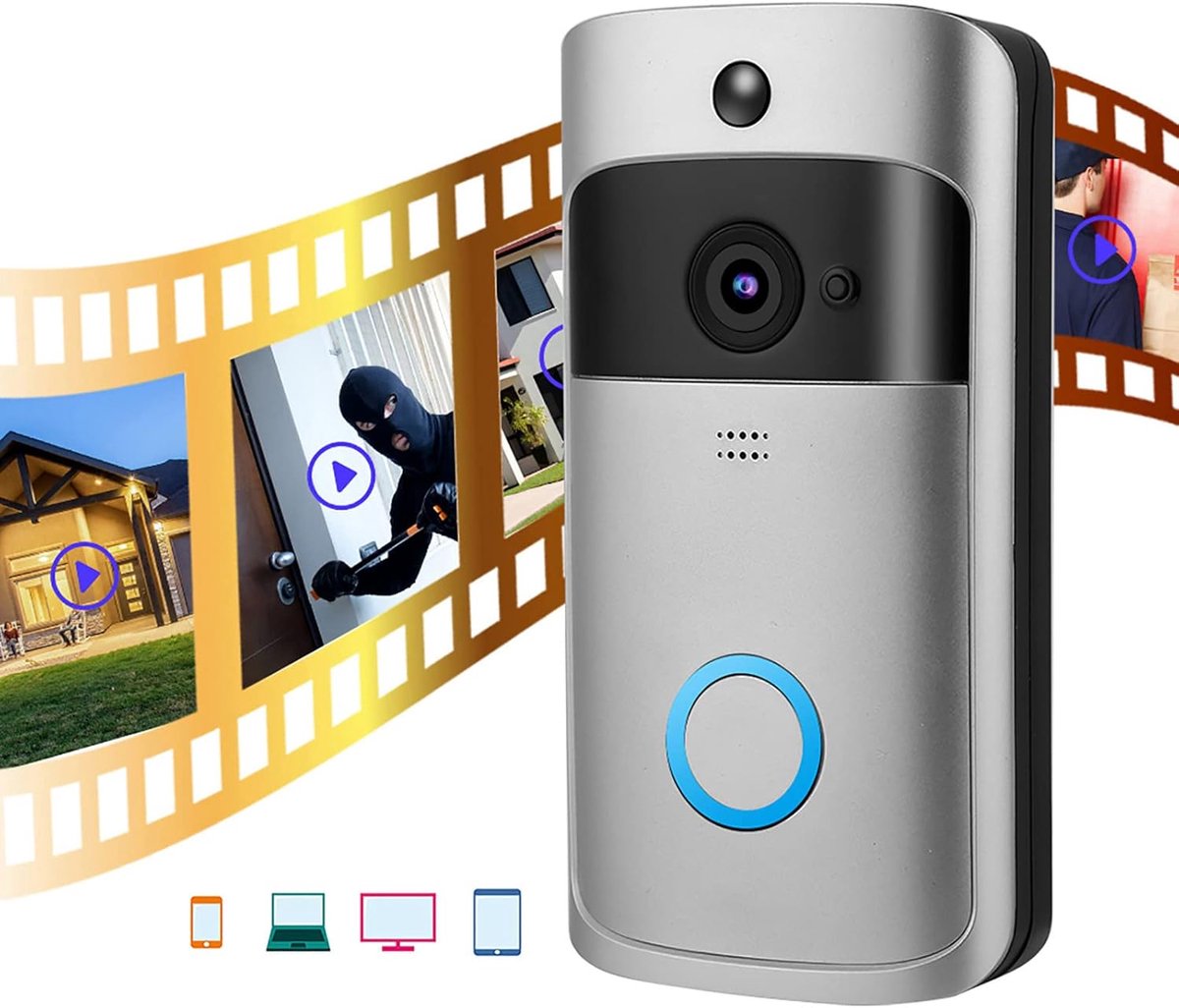 Slimme WiFi Video Deurbel met Camera - App Bediening - Nachtzicht - Tweeweg Audio