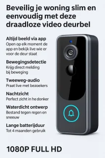 Smart Video Deurbel met Camera Full HD 1080P