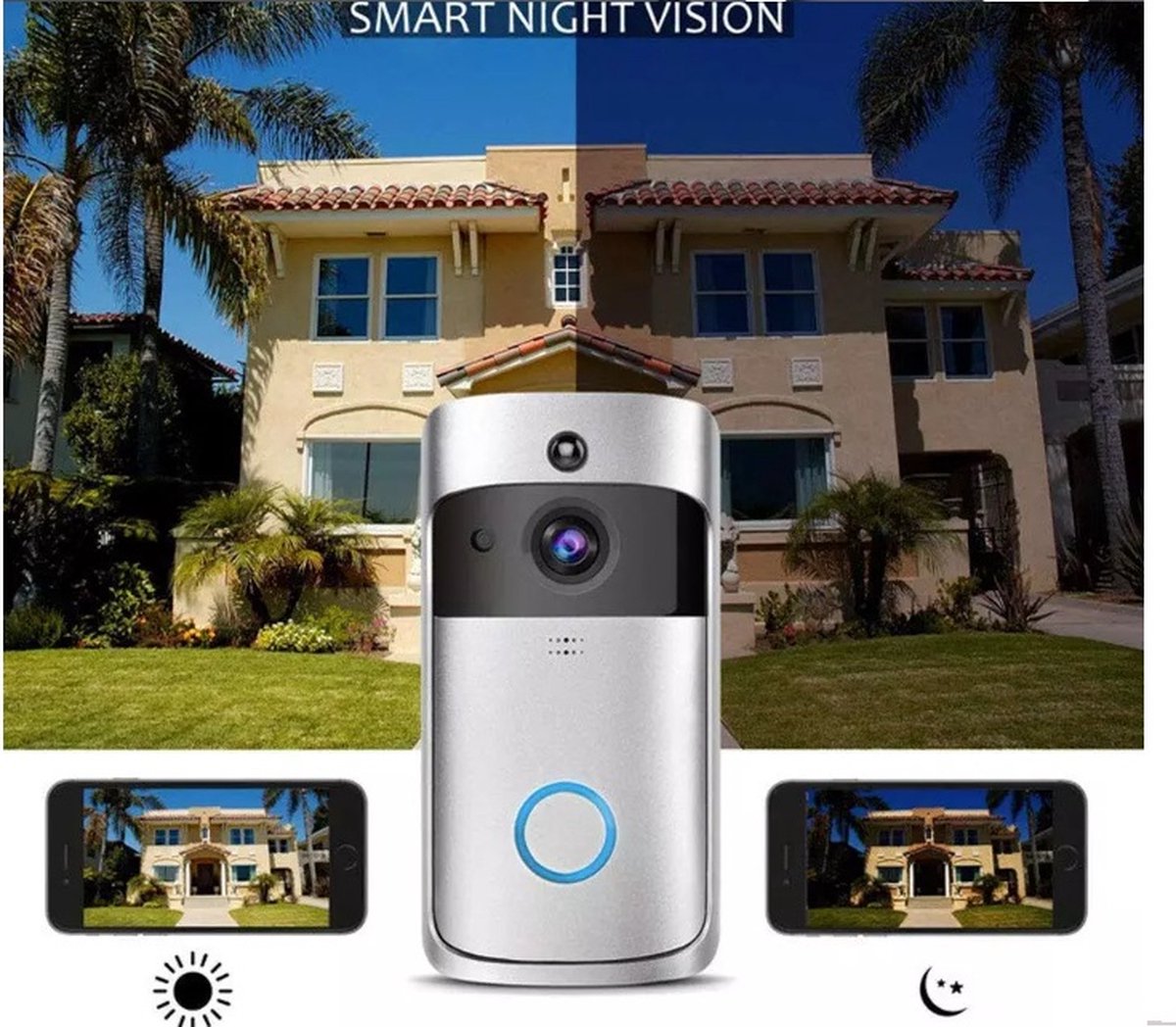 Smart WiFi Draadloze Video Deurbel - Grijs