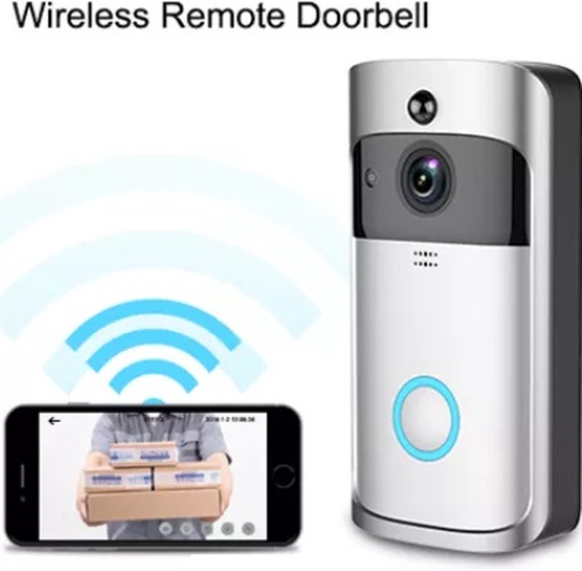 Smart WiFi Draadloze Video Deurbel - Grijs