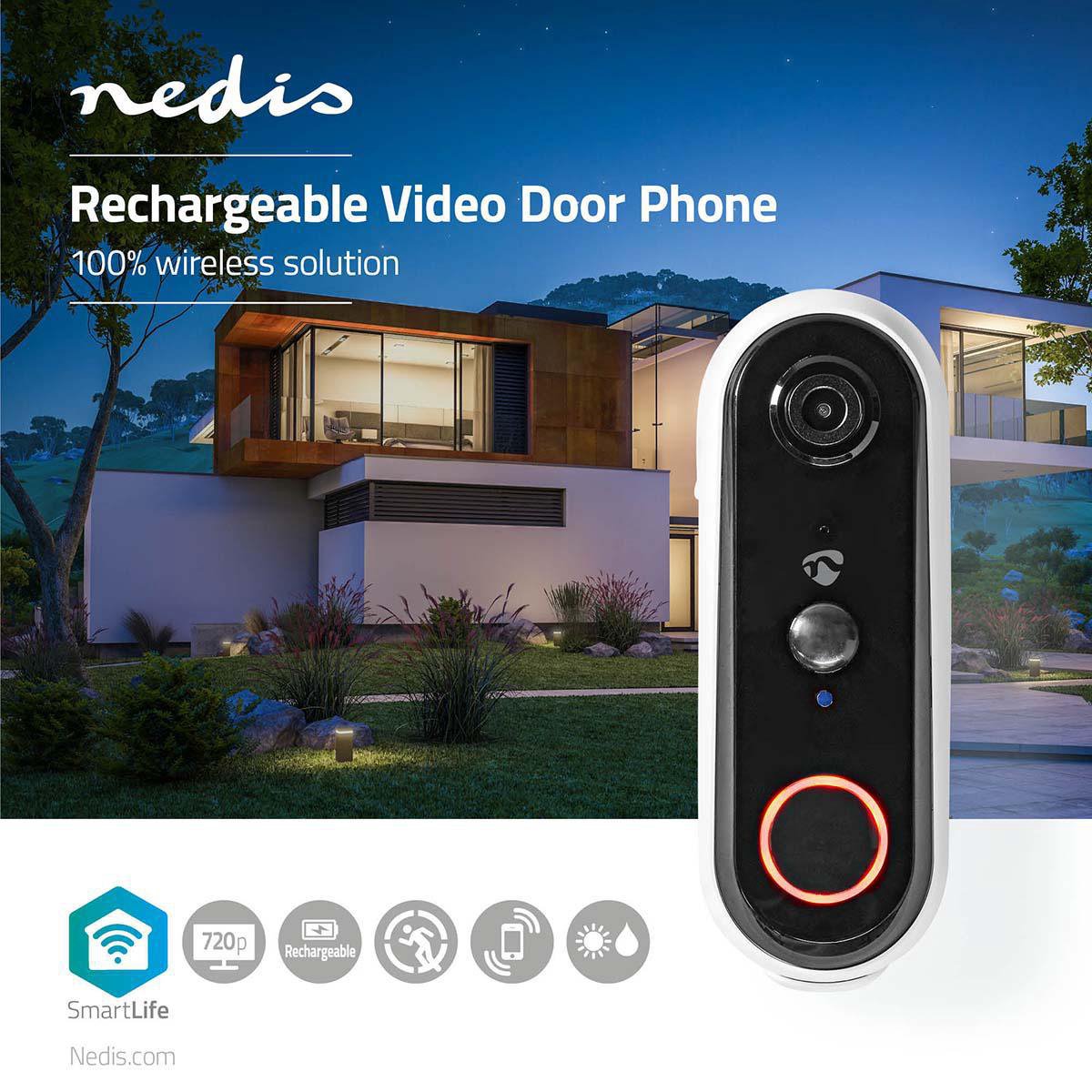 SmartLife Videodeurbel Wi-Fi Batterij Wit