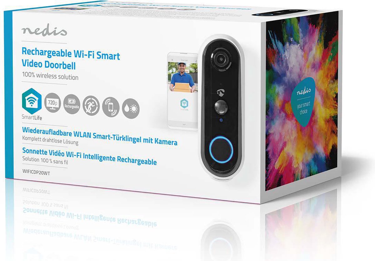 SmartLife Videodeurbel Wi-Fi Batterij Wit