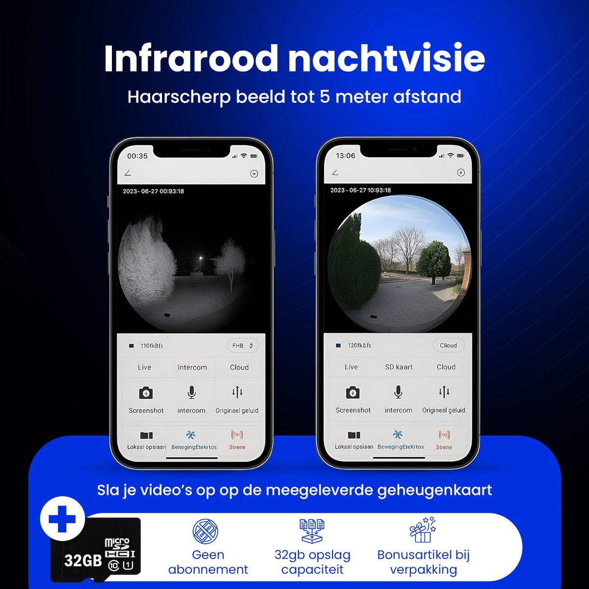 Spinoff Security Draadloze 2K Video Deurbel met Camera en 32GB SD Kaart