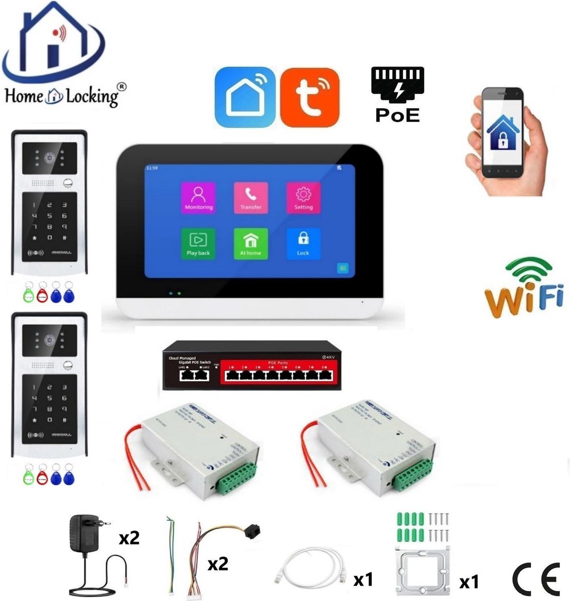 De T-2303V-2-1 Smart WIFI Deurintercom Touchscreen in één oogopslag