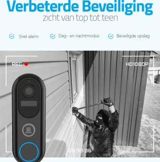T Ring Slimme Video Deurbel 1080P met 32GB SD en Draadloze Chime