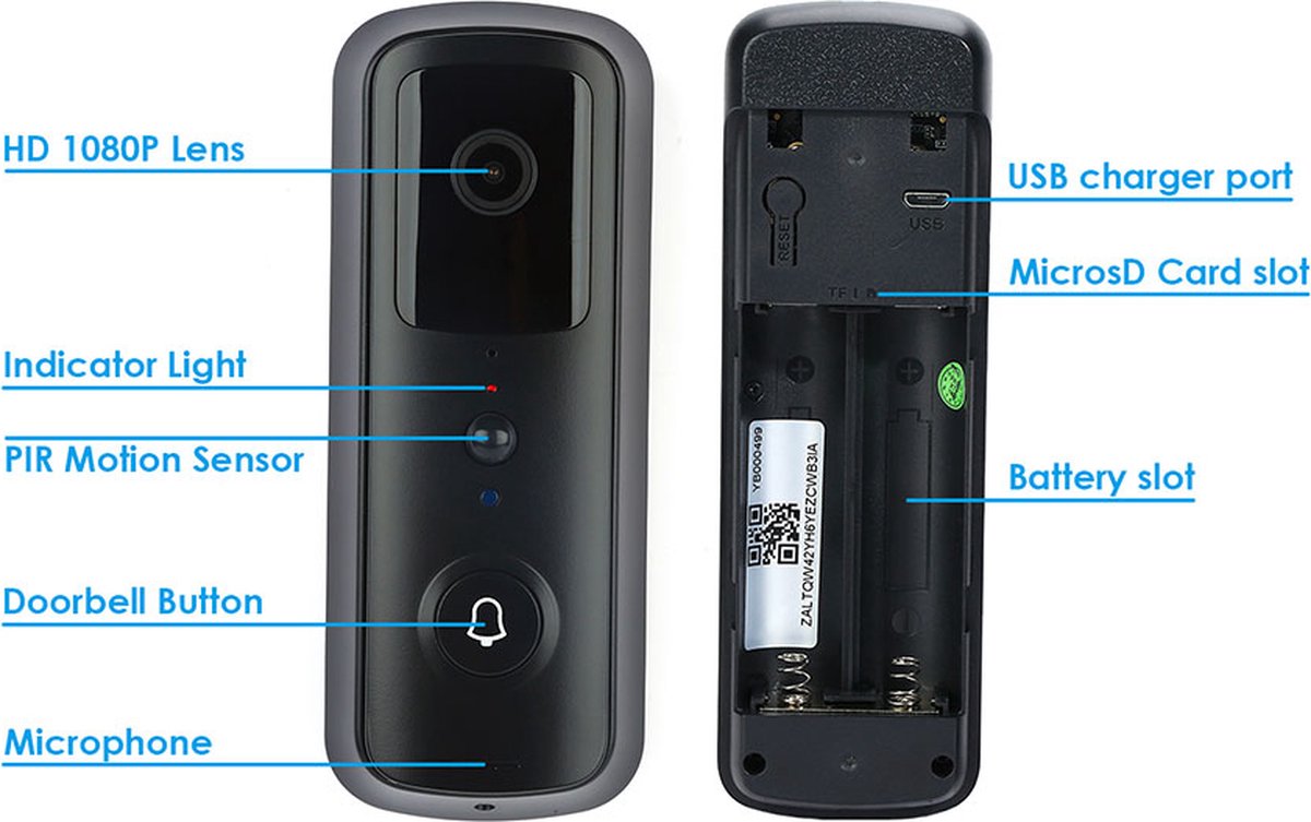 T-ring Smarthome Video Deurbel V30 Zwart