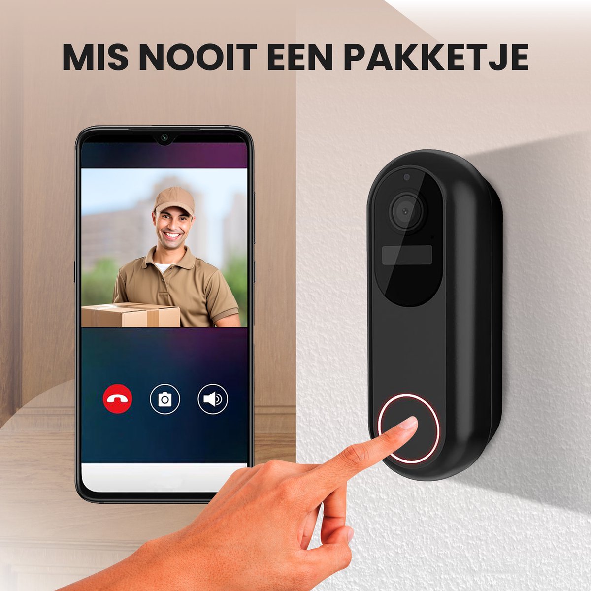 T-ring Video Deurbel Draadloos 1080P met Camera en 32GB SD kaart