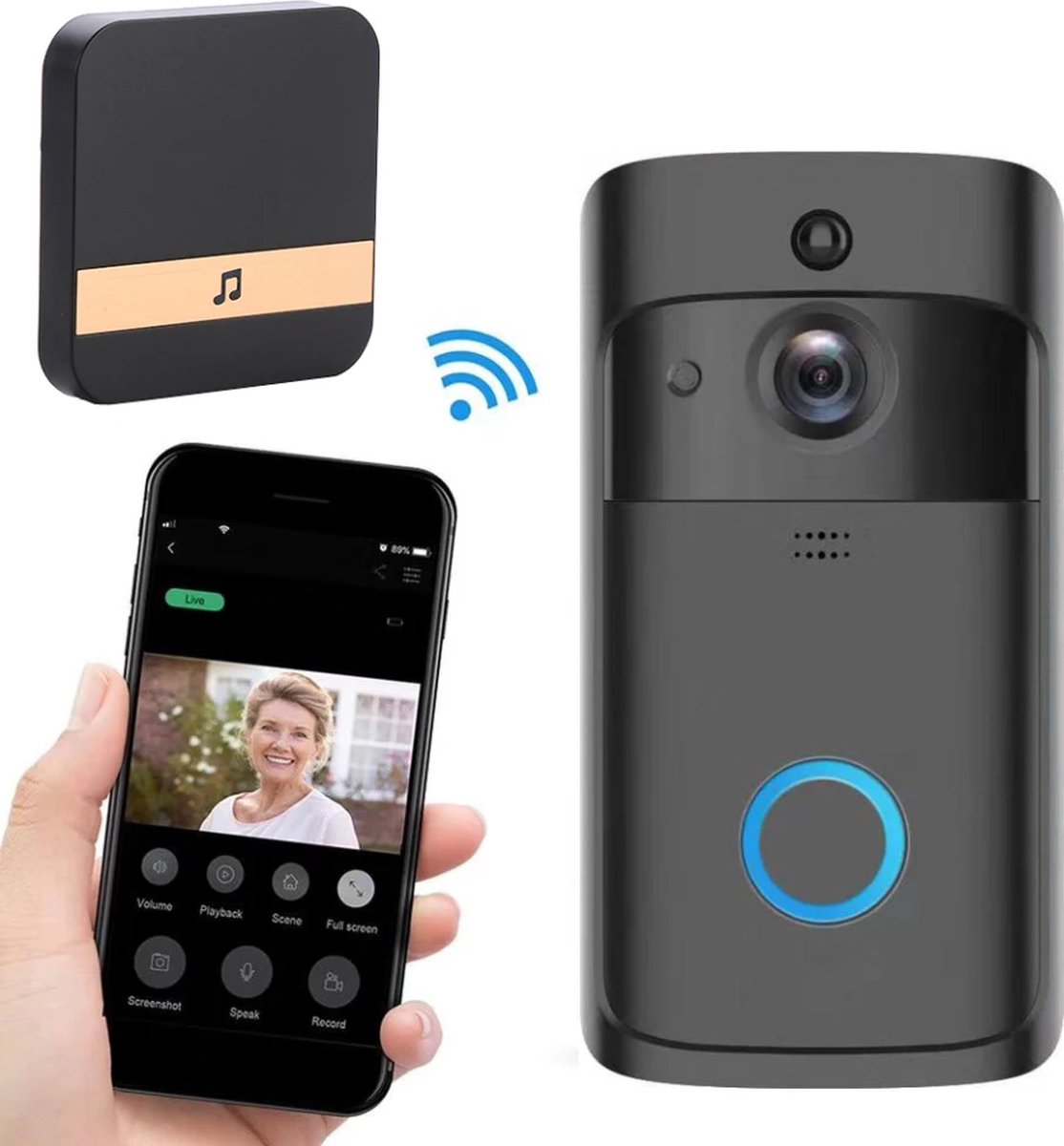Wat vinden we goed aan de T Ring Video Deurbel v5 Draadloos Zwart met 2 Binnenbellen