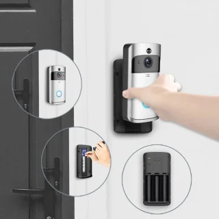 T Ring Video Deurbel V5 Zilver Draadloos Met Accu 2x Binnenbel