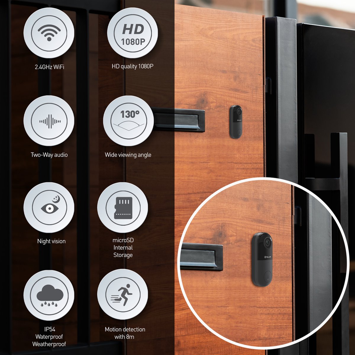 Tellur Smart WiFi Video Deurbel Zwart