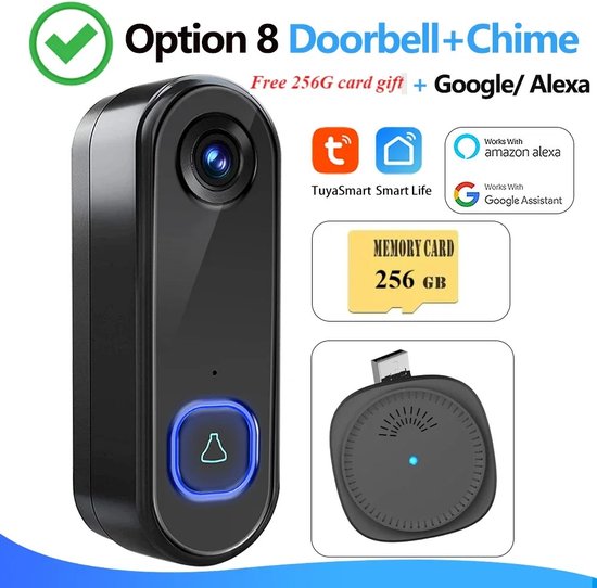 Trovado Video Deurbel met Camera en Wifi 1080P Draadloos op Accu
