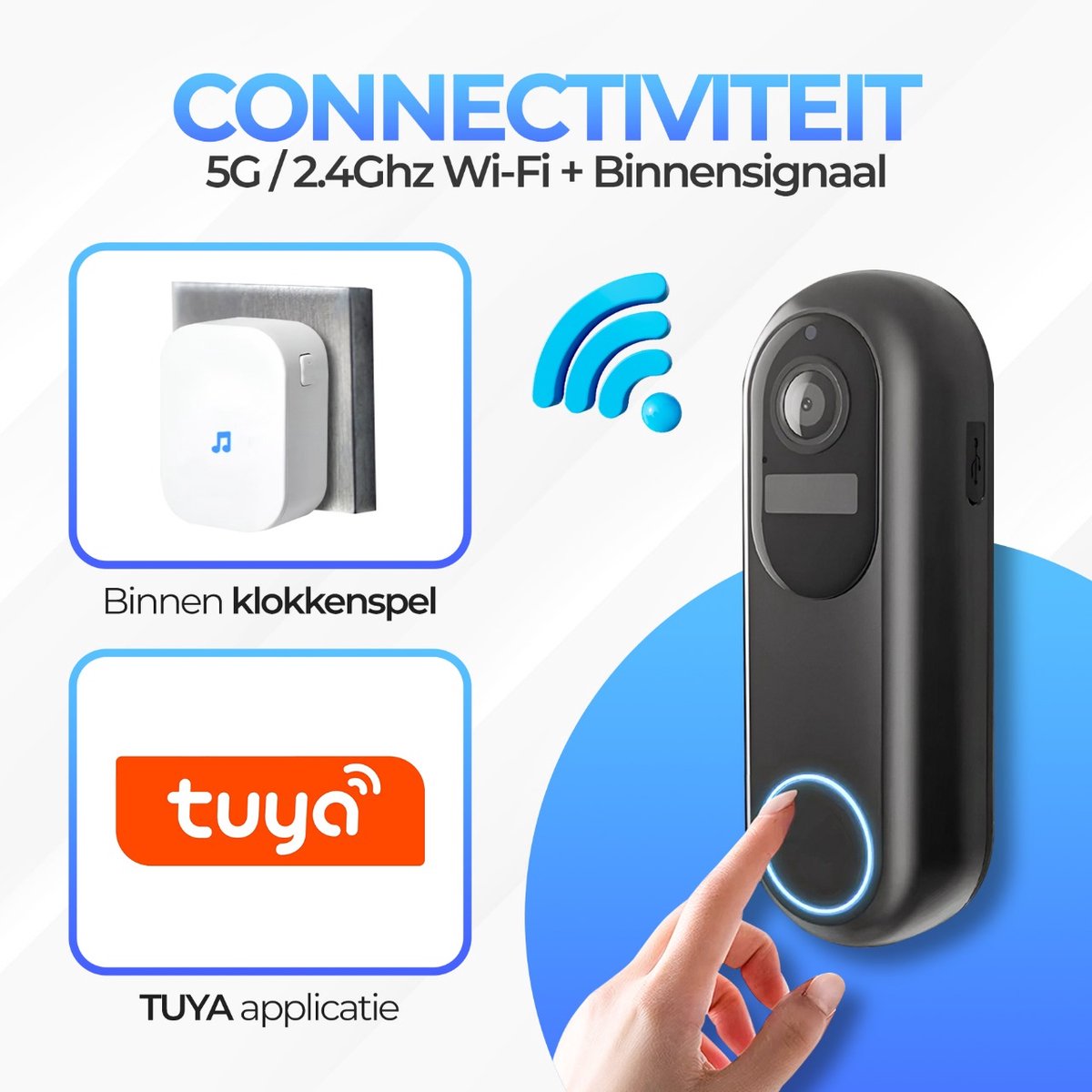 Tuya Draadloze Video Deurbel met Camera en Ontvanger 1080p Full HD