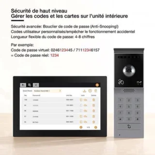 Video deurbel bedraad 2-draads met 7-inch touchscreen