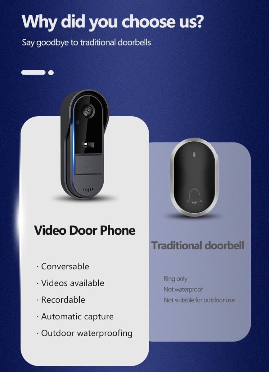 Video deurbel draadloos met camera en app - slimme WiFi deurbel