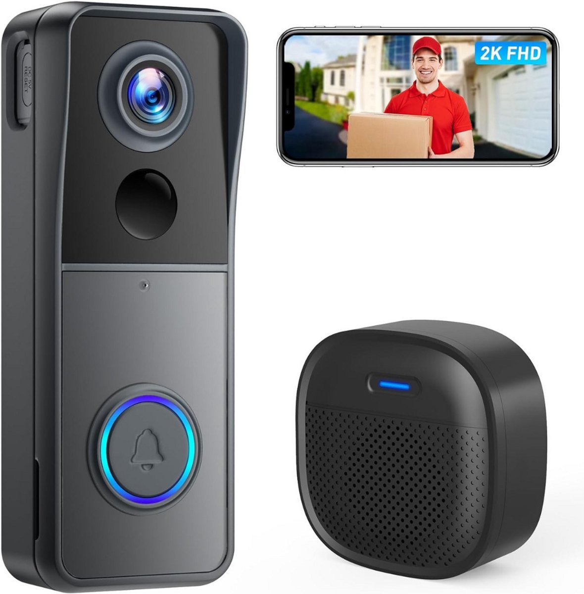 Video deurbel draadloos met camera WiFi smart app zonder abonnement