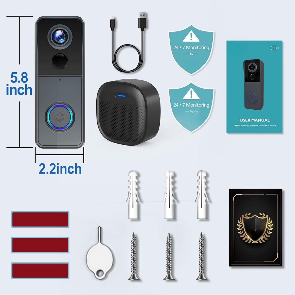 Video deurbel draadloos met camera WiFi smart app zonder abonnement
