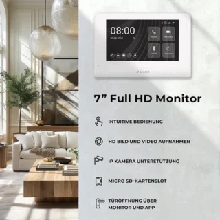 Video deurbel inbouw - 2-draads systeem - 2 x 7 inch full hd monitor - bedraad - voor 1 gezinshuis