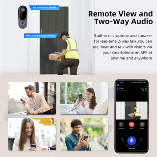 Video deurbel Wifi met camera draadloos inclusief 2 batterijen