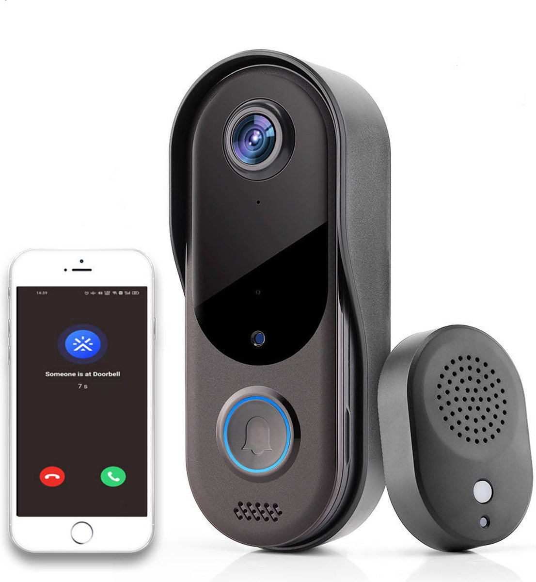 De Video deurbel Wifi met camera draadloos inclusief 2 batterijen in één oogopslag