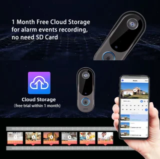 Video deurbel Wifi met camera draadloos inclusief 2 batterijen