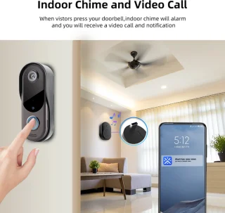 Video deurbel Wifi met camera draadloos inclusief 2 batterijen