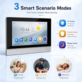 Video deurintercom 7 inch touchscreen - bedrade wifi deurbel - 1080p resolutie - inschroevend - voor 2 gezinnen