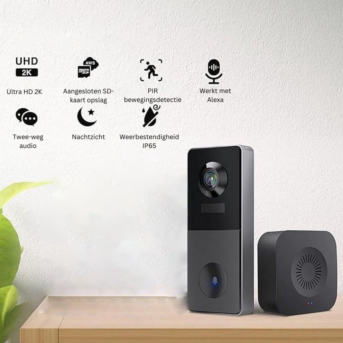 White-Label® Draadloze Full HD Video Deurbel