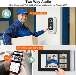 Wifi videodeurbel met 7 inch touchscreen en 1080p-camera