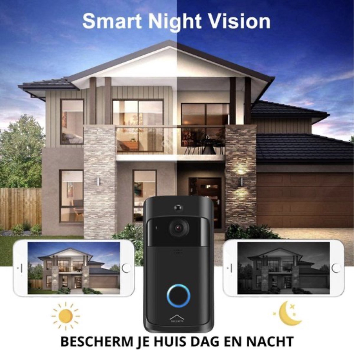 Xecurity X-One HD WiFi Video Deurbel All Black