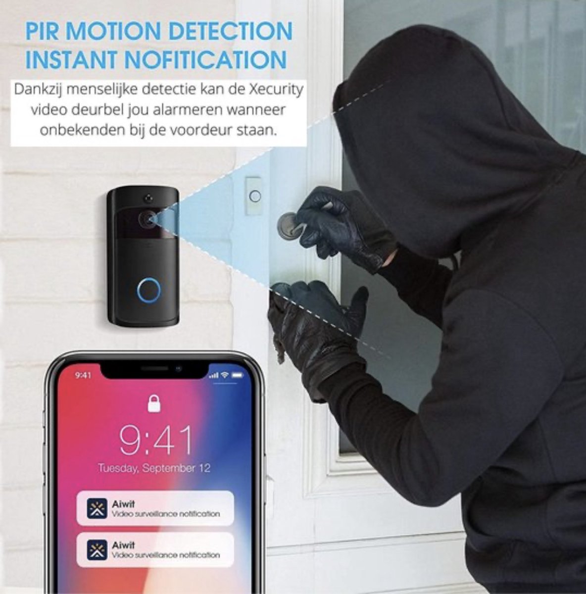Xecurity X-One HD WiFi Video Deurbel All Black