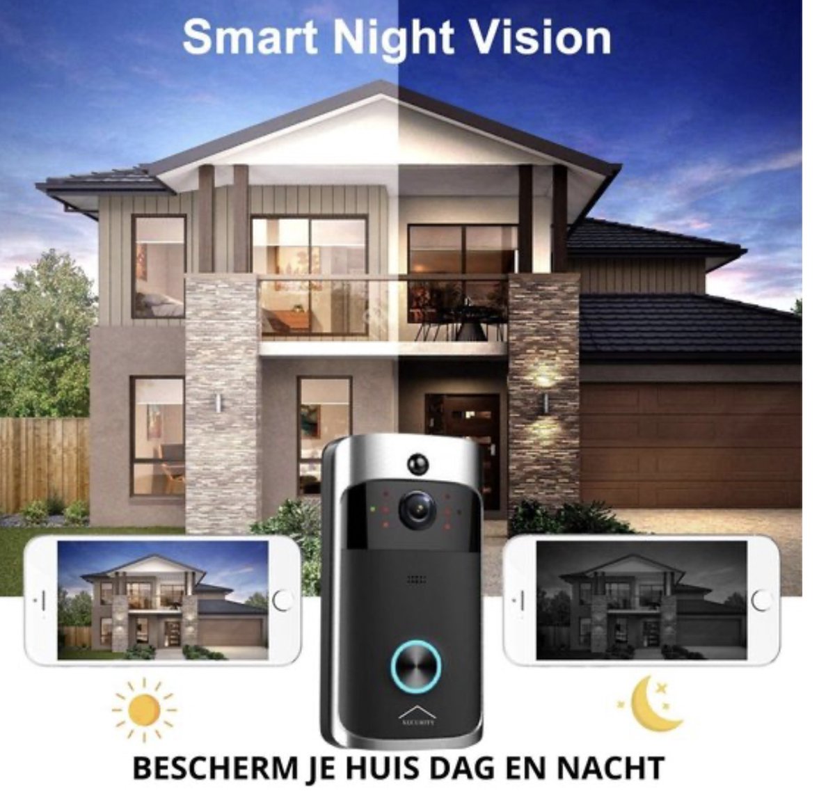 Xecurity X-One WiFi Video Deurbel Silver Grey