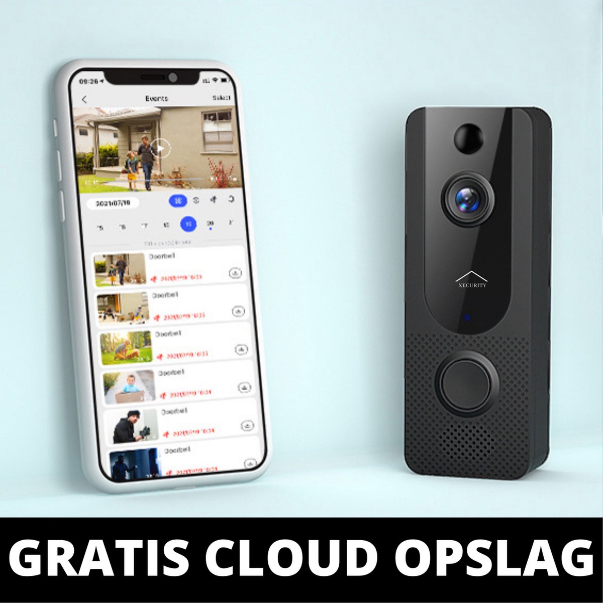 Xecurity X8+ WiFi Video Deurbel Set All Black