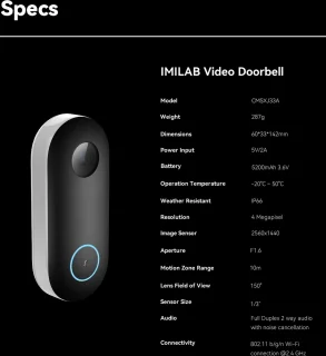 XIAOMI IMILAB Draadloze Video Deurbel