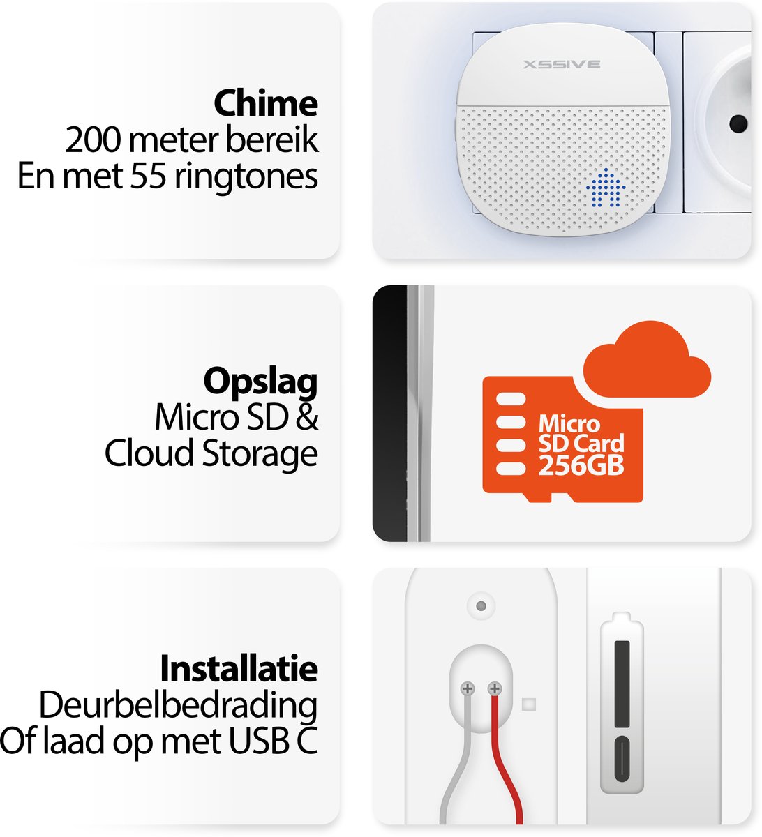 Xssive Video Deurbel met Camera Full HD Wifi