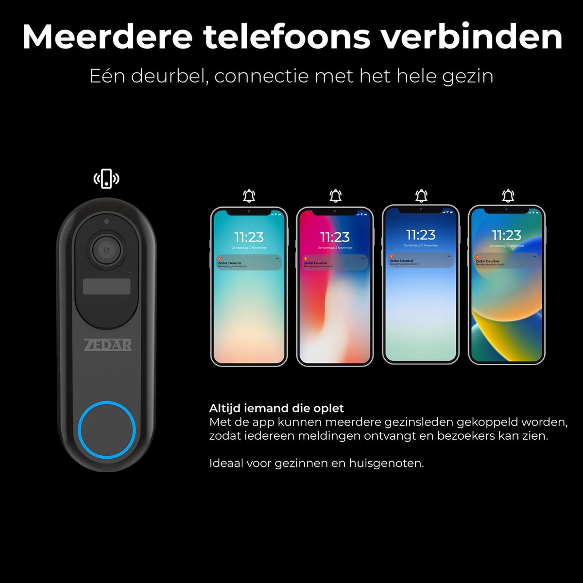Zedar V600 Video Deurbel Draadloos Accu 1080P