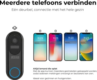Zedar V600 Video Deurbel Draadloos Accu 1080P