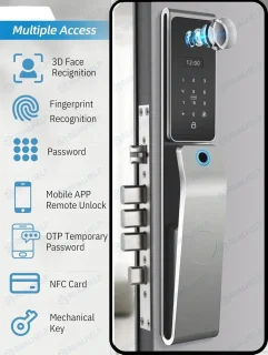 Smart deurslot – Slimme Deursloten – Elektronisch Deurslot – Smart Lock – Vingerafdrukslot – 8 Ontgrendelmethodes – IP67 Waterdicht Aluminium - Geen insteek - Alleen slot