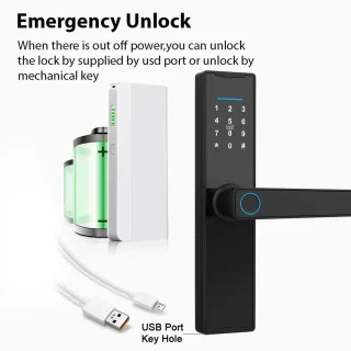 Collox Deurklink met slot - Vingerafdrukslot - Elektronisch -Ontgrendelingsmethoden: Tuya APP, vingerafdruk, kaart, wachtwoord, sleutel - Bluetooth - Geschikt voor alle deuren - Zwart